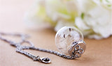 Glass Sphere Dandelion Necklace Lucky Charm
