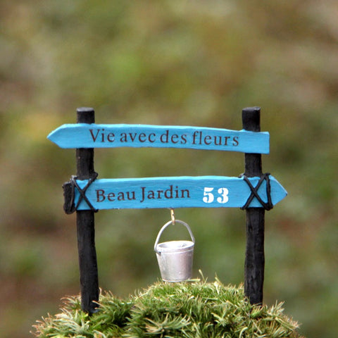 Fairy Garden Road Sign With Bucket